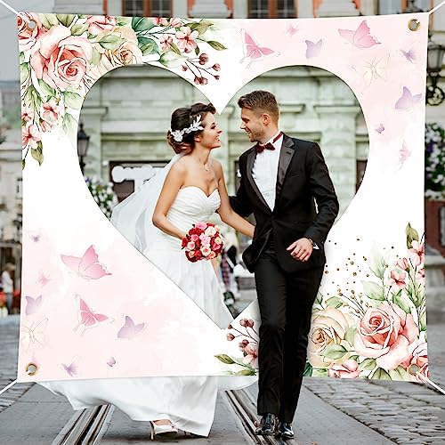 Hochzeitsherz zum Ausschneiden, Bettlaken Hochzeit, Hochzeitslaken mit 2 Scheren, Herz zum Ausschneiden Hochzeit, Standesamt Überraschung und Hochzeitsspiel für Braut Bräutigam Brautpaar - 200x180cm von Libershine