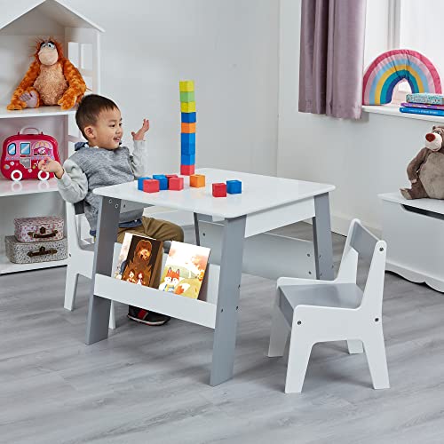 Liberty House Toys Kinder-Tisch- und Stuhl-Set mit Stauraum, Kinder weiß und grau, Bücherregal, Tisch und Stuhl-Set, 2-in-1 Spielset, Holztisch und Stuhl Set Liberty House Toys Kinder-Tisch- und Stuhl-Set mit Stauraum, Kinder weiß und grau, Bücherregal, Tisch und Stuhl-Set, 2-in-1 Spielset, Holztisch und Stuhl Set von Liberty House Toys