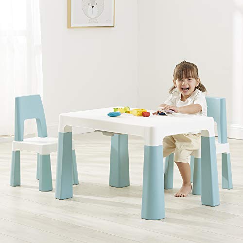 Liberty House Toys Kindertisch mit 2 Stühlen, höhenverstellbar, Grün, Robustes, langlebiges Polypropylen, Weiß und Waldgrün, H490/ 540 x W780 x D500mm von Liberty House Toys