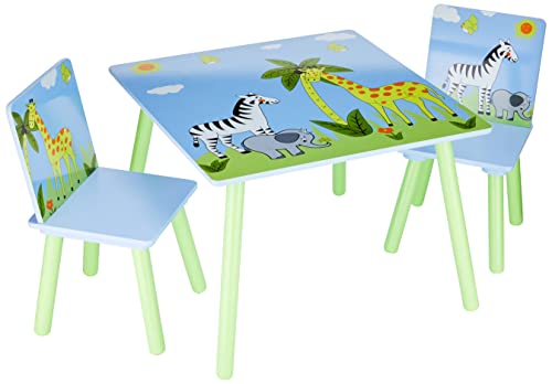 Liberty House Toys Safari Tisch und Zwei Stuhl Set, Holz, Mehrfarbig von Liberty House Toys