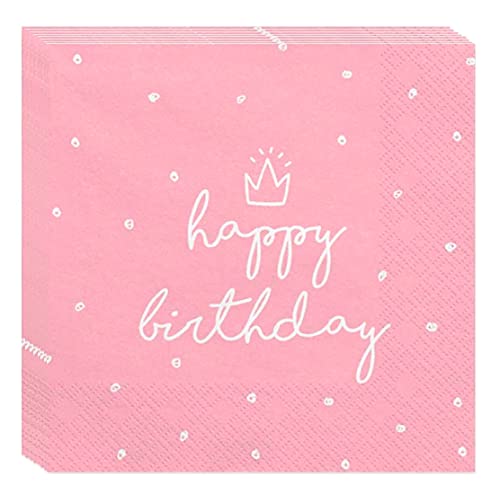20 Servietten Happy Birthday Geburtstag Mädchen Frauen Party Servietten Geburtstag Papierservietten Pink von Libetui