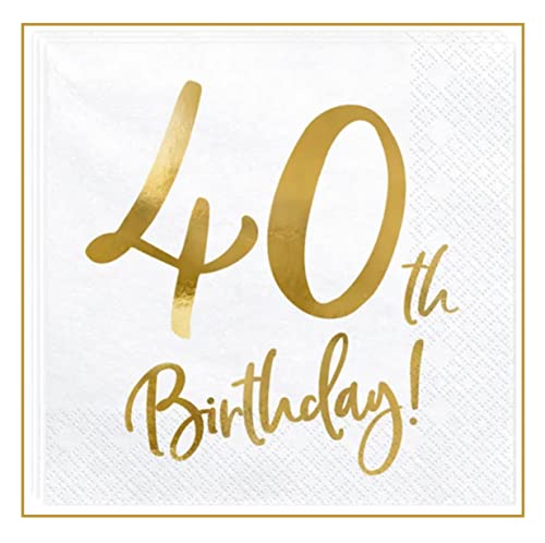 20 Stück Servietten 40 Geburtstag Tischdeko 40. Geburtstag Mann Frau Papierserviette Zahl 40 Gold von Libetui