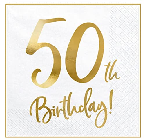 20 Stück Servietten 50. Geburtstag hochwertige Partyservietten 50 Gold Tischdeko 50 Geburtsatg Feier 50 Jahre Servietten 50 von Libetui
