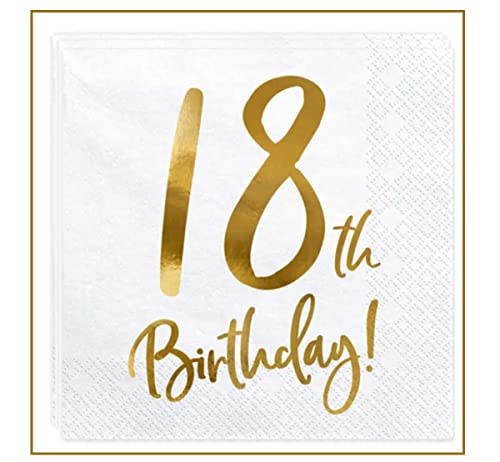 20er Pack hochwertige Servietten 18. Geburtstag Party Deko 18th Birthday Serviette 18 Geburtstag junge Frauen junge Männer, 33x33cm von Libetui