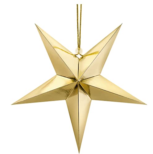 Deko Stern Gold Papierstern Weihnachten aus Pappe Deko Weihnachten 3D Stern Weihnachtsdeko Faltstern DIY Stern Gold 70 cm von Libetui
