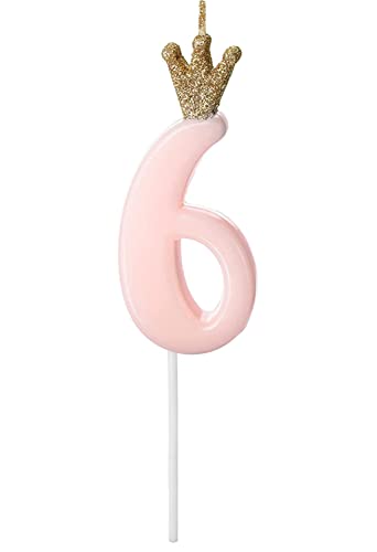 Geburtstagskerze 6 Zahlenkerze 6 Glitzer Kerze Zahl 6 Geburtstag Mädchen Frauen Dekoration für Geburtstag Torte Kuchen Geburtstag Feier 6 Jahre Kerze Rosa Gold 9,5cm von Libetui