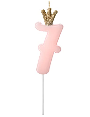 Geburtstagskerze 7 Zahlenkerze 7 Glitzer Kerze Zahl 7 Geburtstag Mädchen Frauen Dekoration für Geburtstag Torte Kuchen Geburtstag Feier 7 Jahre Kerze Rosa Gold 9,5cm von Libetui