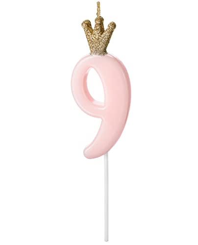 Geburtstagskerze 9 Zahlenkerze 9 Kerze Zahl 9 Geburtstag Mädchen Kuchendeko 9. Geburtstag Kerze 9 Rosa Gold 9,5cm von Libetui