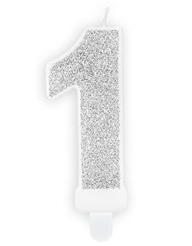 Kerze 1. Geburtstag Geburtstagskerze 1 Zahlenkerze 1 Silber Kerze 1 Deko 1. Geburtstag Mädchen Junge 1 Jahr Jubiläum von Libetui