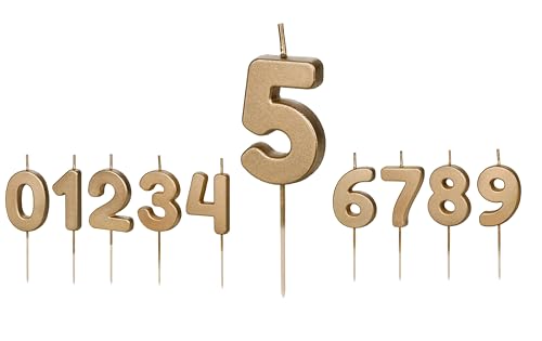 Kerze 5 goldene Geburtstagskerze 5 Gold Zahlenkerze Kerze Zahl 5 Geburtstag Mädchen Junge Kuchendeko 5. Geburtstag von Libetui