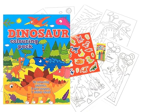 Libetui Ausmal-Set Dino Malblätter Malset Dinosaurier Sticker Wachmalstifte Mitgebsel Kinderparty Dinoparty Kindergeschenk Kindergeburtstag Dino 16 Seiten 8 Malblätter 18x12cm von Libetui