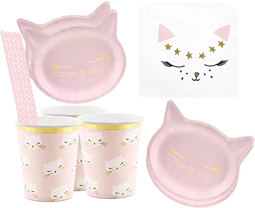 Set 42 Teile Geschirr Katze Party Kindergeburtstag Kätzchen Teller Becher Servietten Party Kinder & Erwachsene für bis zu 6 Personen Set 42 Teile Geschirr Katze Party Kindergeburtstag Kätzchen Teller Becher Servietten Party Kinder & Erwachsene für bis zu 6 Personen von Libetui