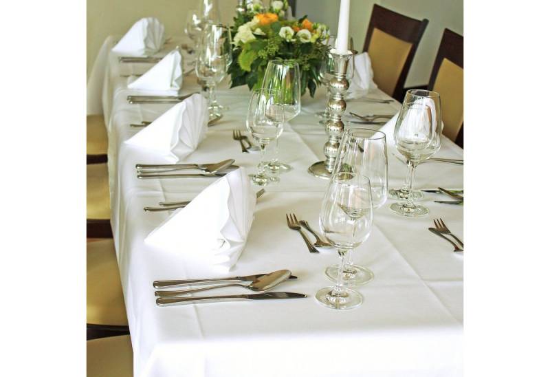 Libusch® Tischdecke Klara, ECKIG, Hochzeit, weiß, Vollzwirn Baumwolle, Größe wählbar (1-tlg), UNI glatt von Libusch®
