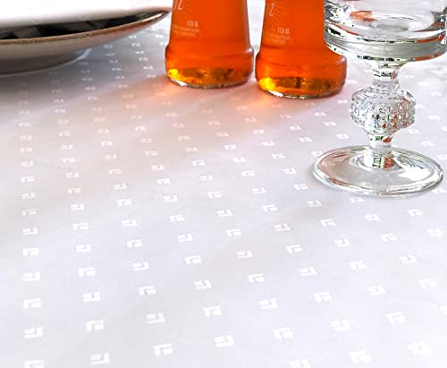 Libusch® Damast-Tischdecke Leila, Weiss, modernes Muster, Baumwolle, rechteckig, Hochzeit, 140x260cm von Libusch