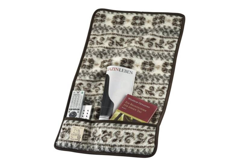Licardo Hussen-Set Armlehnenschoner flach mit drei Taschen Wolle 50 cm x 55 cm mit 3 Taschen, Wolle von Licardo