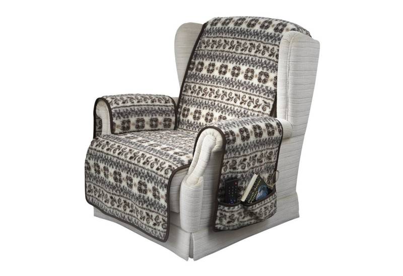 Licardo Hussen-Set Kombinierter Armlehnen- und Sesselschoner Wolle Malmö 150 cm x 50 cm + 2 mal 70 cm x 40 cm mit 2 Taschen, Wolle von Licardo
