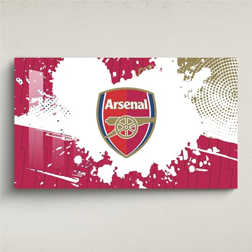 Licensed Décor Arsenal FC Acryl-Wandkunst, mittelgroß, 100 x 60 cm (B x H), komplettes Wappen auf aufhellenden Farbspritzern von Licensed Decor