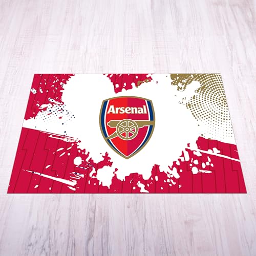 Licensed Décor Arsenal FC Matte – groß (185 cm (B) x 100 cm (H) – vollständiges Wappen auf aufhellenden Farbspritzern von Licensed Decor