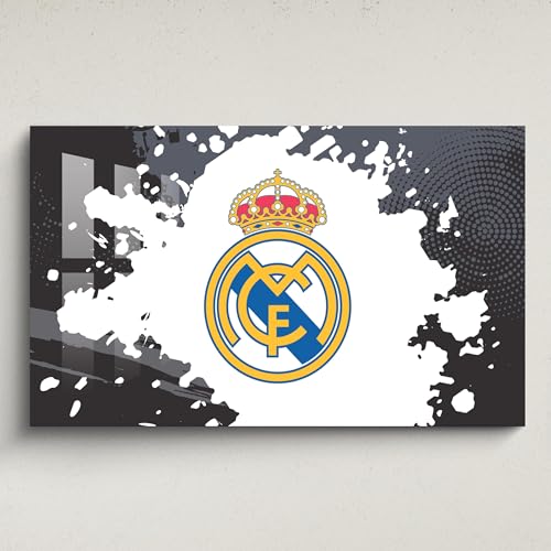Licensed Décor Real Madrid Wandkunst, Acryl, klein, 65 x 40 cm, Wappen auf Farbspritzern, Schwarz und Grau Licensed Décor Real Madrid Wandkunst, Acryl, klein, 65 x 40 cm, Wappen auf Farbspritzern, Schwarz und Grau von Licensed Decor