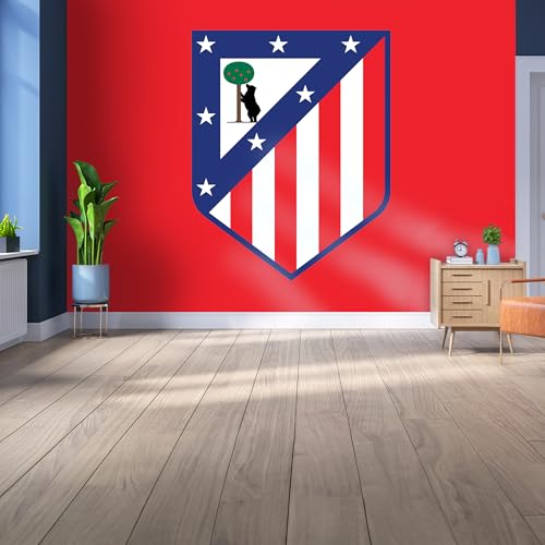 Lizenziertes Decor Atlético de Madrid Vinyl-Wandbild, groß, 220 cm (H) x 170 cm (B) – Vollfarbiges Wappen auf Marke, Rot von Licensed Décor
