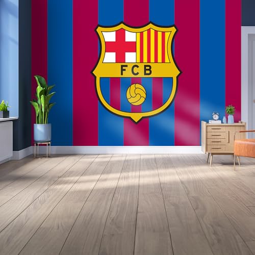 Lizenziertes Decor FC Barcelona Vinyl-Wandbild, klein (110 cm (H) x 80 cm (H), farbiges Wappen auf Marke rot und blau von Licensed Décor