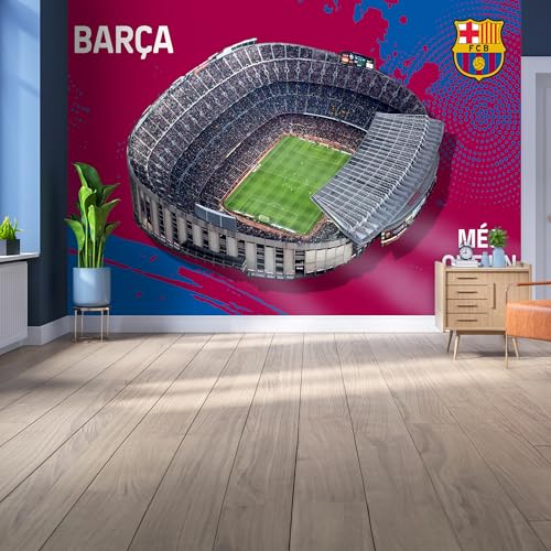 Lizenziertes Decor FC Barcelona Wandbild aus Vinyl, 220 cm (H) x 170 cm (B) – Stadion 1 von Licensed Décor