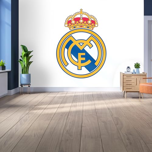 Lizenziertes Decor Real Madrid Vinyl-Wandbild, groß, 220 cm (H) x 170 cm (B) – Vollfarbiges Wappen auf Weiß von Licensed Decor