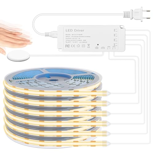Lichaser COB LED Streifen 2M, 6 Rollen 12V Akustikpaneele LED Strip Warmweiss Berührungsempfindliche Dimmschalter, COB LED für Akustikpaneele Beleuchtung, Schrank, Küchen, Vitrinen, Regal, Shelves von Lichaser