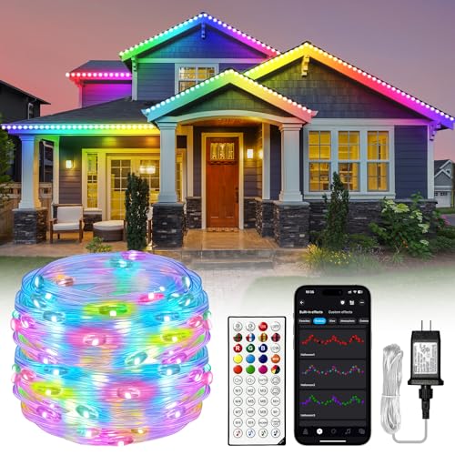 Lichaser LED Streifen Aussenbereich, LED Strip Outdoor Wasserdicht IP68 RGB+IC mit Netzteil und 2,4G Fernbedienung, Segmentierte Steuerung lichtband außen für Terrasse, Pool, Garten beleuchtung (10m) von Lichaser