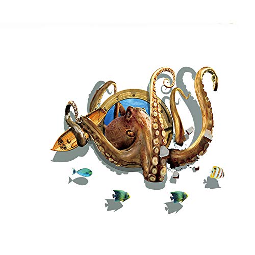 3D-Wandaufkleber, Motiv: Oktopus, bunt, tiefer Ozean von Lichi