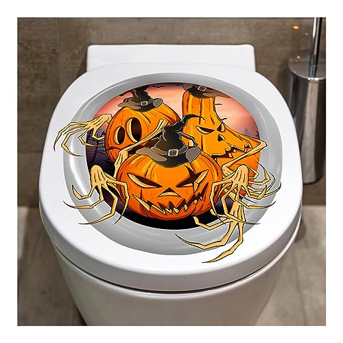 Halloween-WC-Aufkleber, gruseliger Kürbis, Toilettensitz-Abdeckung, Aufkleber, Halloween-Party-Dekoration, Kürbis, groß von Lichi