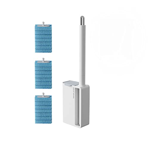 Lichi Einweg-Toilettenbürste, Wand befestigter Toilettenstab Kit mit Halter,WC-Bürste mit Halter Reinigungssystem mit 21 Toilettenstab Ersatzköpfe von Lichi