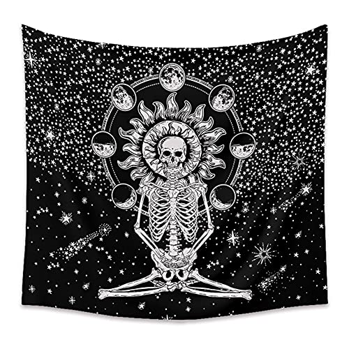 Lichi Skelett-Wandteppich, Wandkunst, Wanddekoration, Wohnheim, Wanddekoration für Wohnzimmer, Schlafzimmer, Totenkopf-Wandteppiche – 100 x 150 cm von Lichi