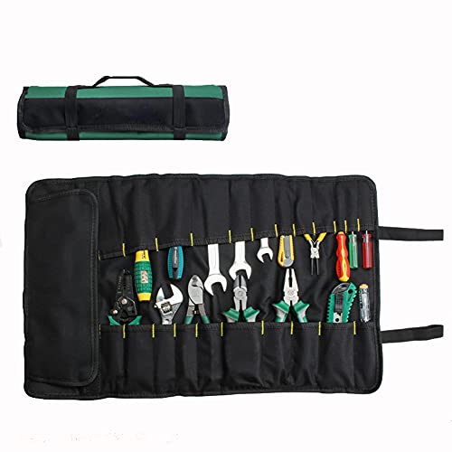 Lichi Werkzeug-Rolltasche, 37 Taschen-Werkzeugtaschen, Mehrzweck Werkzeug Roll-Up Tasche, Werkzeugwickel-Roll-Organizer, Schraubendreher Schraubenschlüssel Werkzeug Aufbewahrung, grün von Lichi