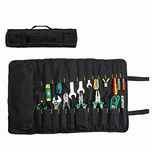 Werkzeug-Rollentasche, Werkzeugtaschen-Organizer, 37 Taschen Handwerkzeugaufbewahrung, 22 große Fächer, schwarz von Lichi