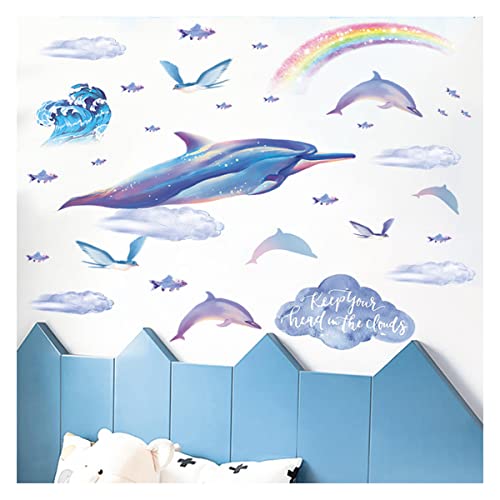 Regenbogen-Delphine, Meerestiere, Wandtattoo, Kunst, Aufkleber für Schlafzimmer, Kinderzimmer, Wohnzimmer, Dekoration von Lichi