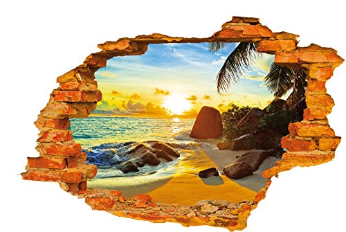 Wandaufkleber, zerschmetterte Wand, 3D-Design, entfernbar Sunrise Beach View von Lichi