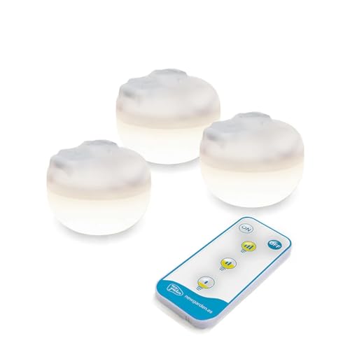 Akku Leuchtmittel LED 3er Set tragbar mit Haken Magnet Ø 6,5 cm 2700 K dimmbar Fernbedienung USB IP54 Campingleuchte Licht Lampe außen innen von Licht-Erlebnisse