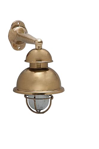 Außenlampe Wand Messing Glas E27 IP64 26 cm hoch klein massiv Maritim Wandleuchte außen Wandlaterne Haustür Gartenlampe Terrassenlampe von Licht-Erlebnisse