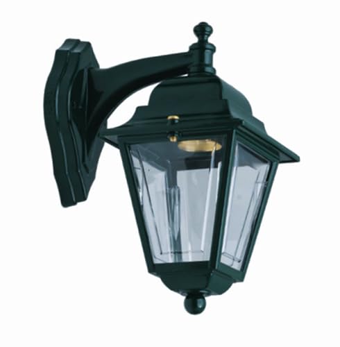 Außenlampe Wand Messing massiv E27 IP43 26 cm hoch Grün Rustikal Außenlaterne Balkon Terrasse Wandleuchte außen Hofleuchte von Licht-Erlebnisse