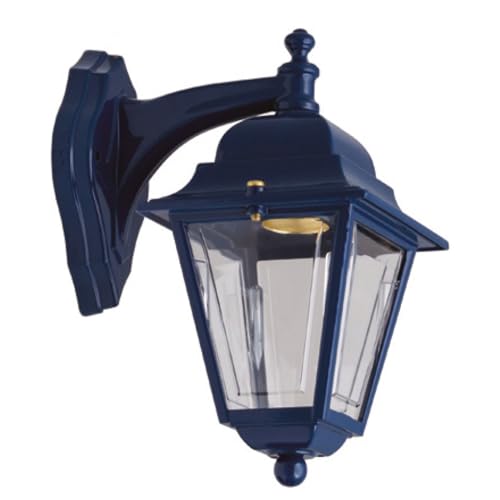 Außenlampe Wand Messing massiv E27 IP43 H: 26 cm Blau Rustikal Wandlampe außen Garten Hoflampe Wandlaterne von Licht-Erlebnisse