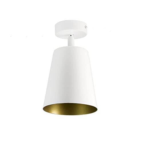 Licht-Erlebnisse Deckenstrahler Metall weiß gold rund Ø15cm verstellbarer Deckenspot E27 Retro Flur Wohnzimmer Küche Deckenleuchte Deckenlampe von Licht-Erlebnisse