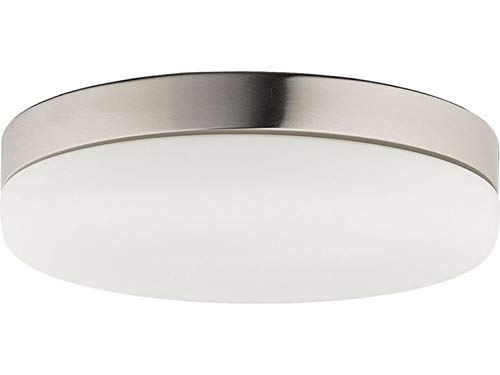 Licht-Erlebnisse Badlampe Glas Metall in Nickel Weiß Ø32cm rund blendarm 2x E27 Deckenleuchte Badezimmer MONI von Licht-Erlebnisse