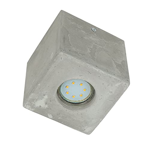 Licht-Erlebnisse Beton Aufbaustrahler Spot in grau GU10 wechselbar 10x10x10cm quadratisch für Innen Flur Küche Betonlampe Deckenleuchte Deckenlampe von Licht-Erlebnisse