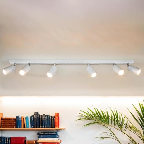 Deckenlampe Metall 118 cm lang 6-flammig GU10 schwenkbar Weiß schlichter Deckenstrahler Wohnzimmer Deckenlampe Metall 118 cm lang 6-flammig GU10 schwenkbar Weiß schlichter Deckenstrahler Wohnzimmer von Licht-Erlebnisse