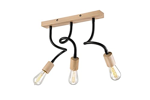 Licht-Erlebnisse Deckenleuchte Holz Metall flexibel verstellbar 3-flammig Modern KASSIDY Lampe Wohnzimmer Flur von Licht-Erlebnisse