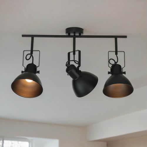 Deckenstrahler DALLAS Schwarz Metall 3-flammig E14 Retro praktische Lampe Spot Wohnzimmer Flur von Licht-Erlebnisse