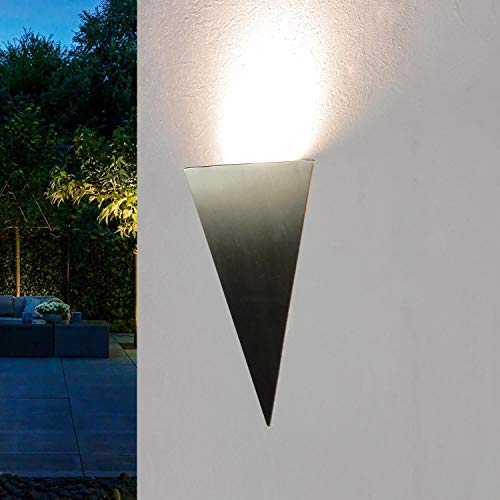 Licht-Erlebnisse Wandleuchte Edelstahl in Silber IP44 Garten Terrasse H:22 cm LED 4,5 Watt warmweiß rostfreie Design Außenwandlampe von Licht-Erlebnisse