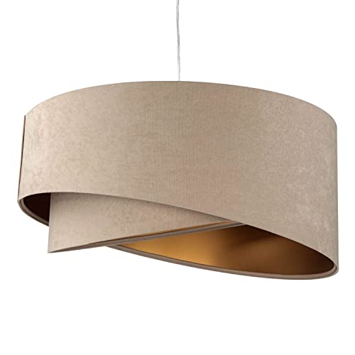 Design Hängeleuchte aus Velours Stoff Beige Gold asymmetrischer Schirm Ø50cm E27 Schlafzimmer Wohnzimmer Flur Pendellampe Hängelampe Pendelleuchte Design Hängeleuchte aus Velours Stoff Beige Gold asymmetrischer Schirm Ø50cm E27 Schlafzimmer Wohnzimmer Flur Pendellampe Hängelampe Pendelleuchte von Licht-Erlebnisse