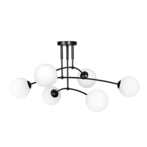 Licht-Erlebnisse Elegante Deckenleuchte Schwarz Weiß 3x E14 Modern Metall Glas SENARA Deckenlampe Wohnzimmer von Licht-Erlebnisse